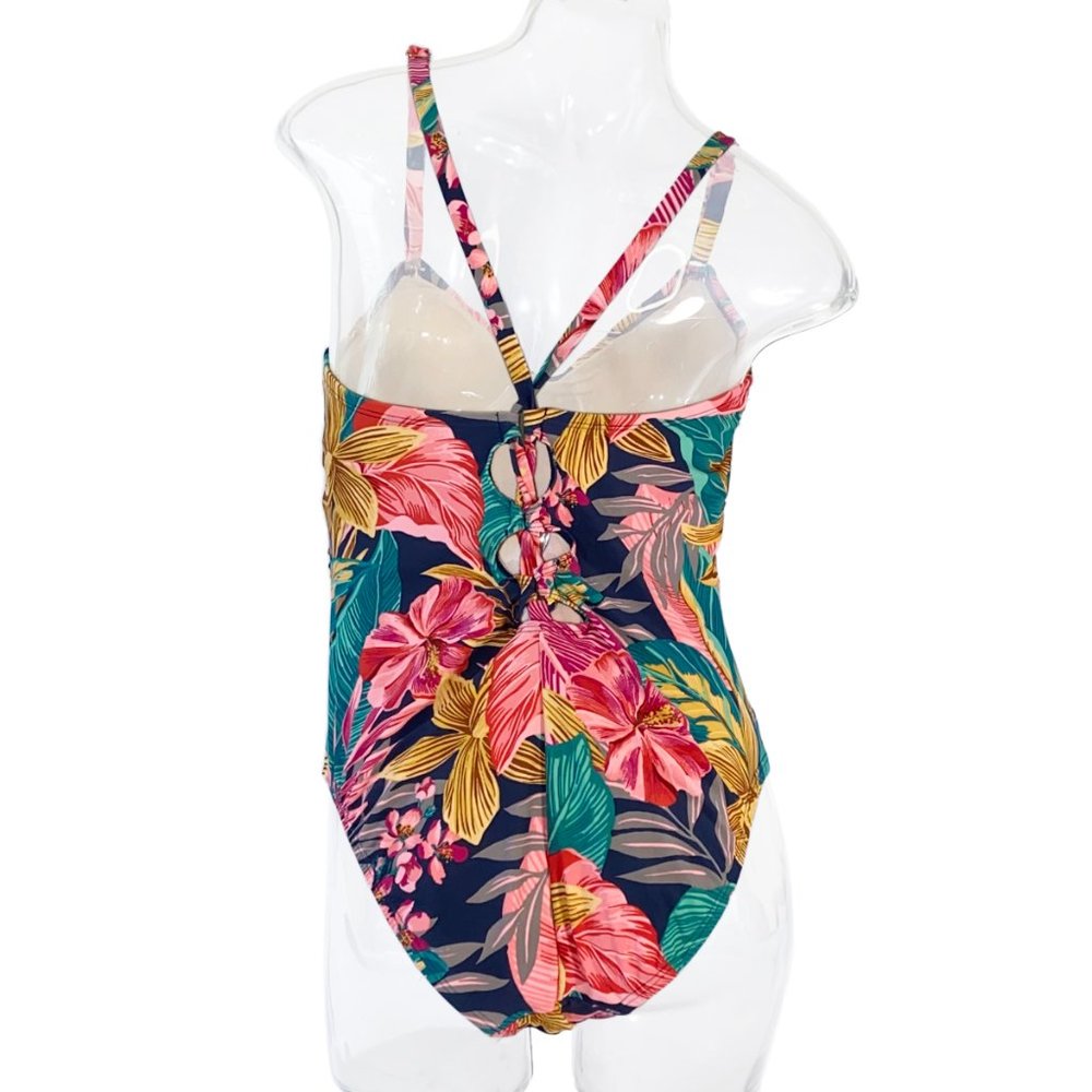 NWT KONA SOL Tropical Multicolor 1-Piece Swimsuit | Women's Size 14W Swimwear - Picture 2 of 4